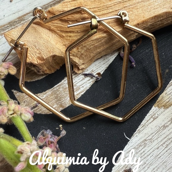 Alquimia by Ady Gold Hexagon Earrings - Picture 1 of 4